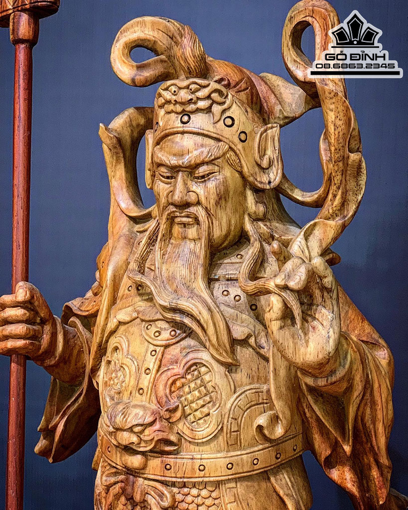 Tượng Quan Công Chấn Ải Gỗ Sưa Cao 50 Ngang 20 Sâu 22 (cm)