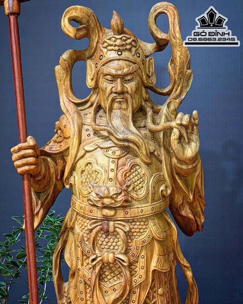 Tượng Quan Công Chấn Ải Gỗ Sưa Cao 50 Ngang 20 Sâu 22 (cm)