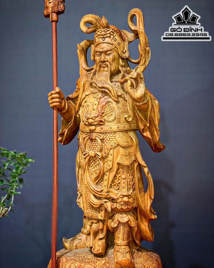 Tượng Quan Công Chấn Ải Gỗ Sưa Cao 50 Ngang 20 Sâu 22 (cm)