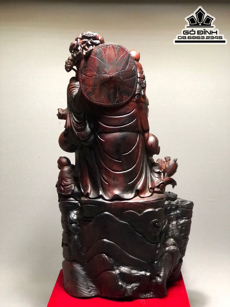 Tượng Phật Di Lặc Vạn Thọ Trường Sinh Gỗ Trắc Cao 45 Ngang 35 Sâu 31 (cm)