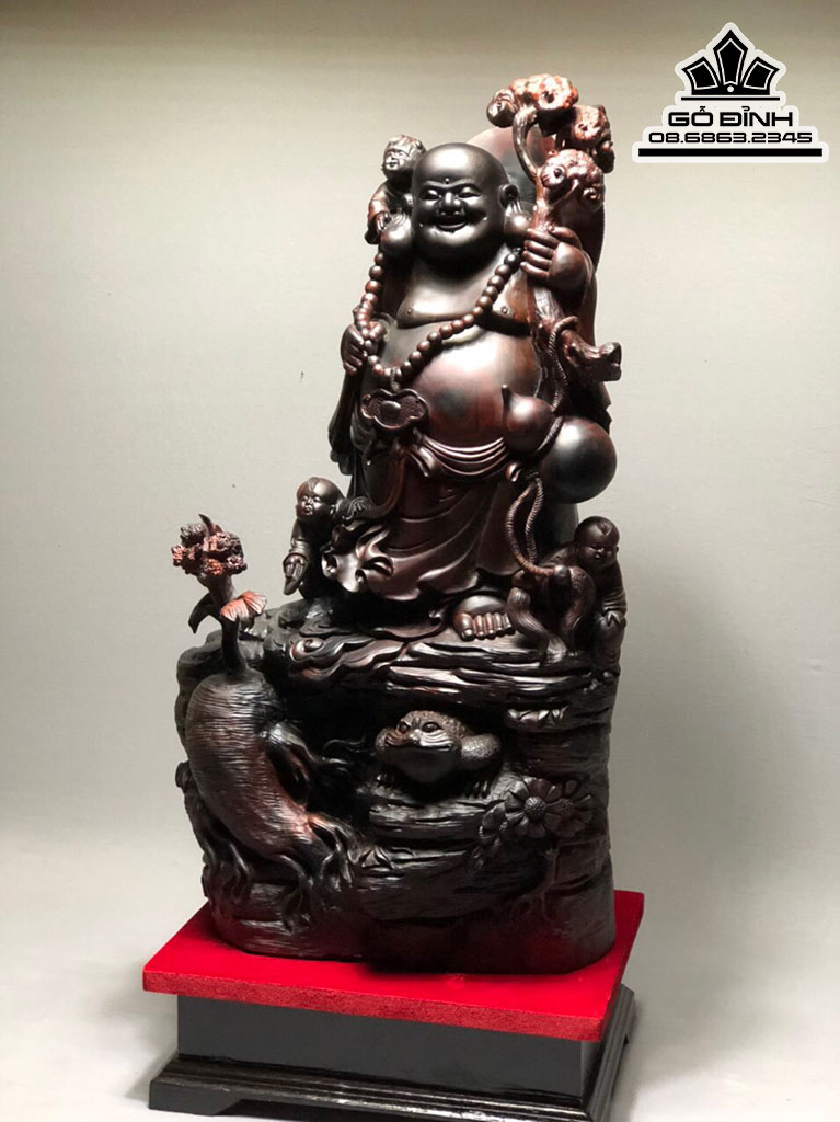 Tượng Phật Di Lặc Vạn Thọ Trường Sinh Gỗ Trắc Cao 45 Ngang 35 Sâu 31 (cm)