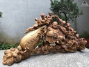 Tượng Phật Di Lặc Kéo Bao Tiền Gỗ Xá Xị Cao 51 Ngang 100 Sâu 30 (cm)