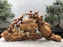 Tượng Phật Di Lặc Kéo Bao Tiền Gỗ Xá Xị Cao 51 Ngang 100 Sâu 30 (cm)