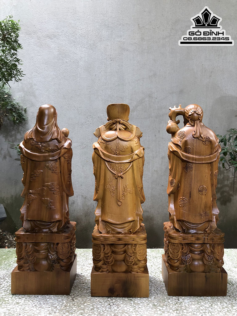 Tượng Tam Đa Gỗ Bách Xanh Cao 60 Ngang 18 Sâu 15 (cm)