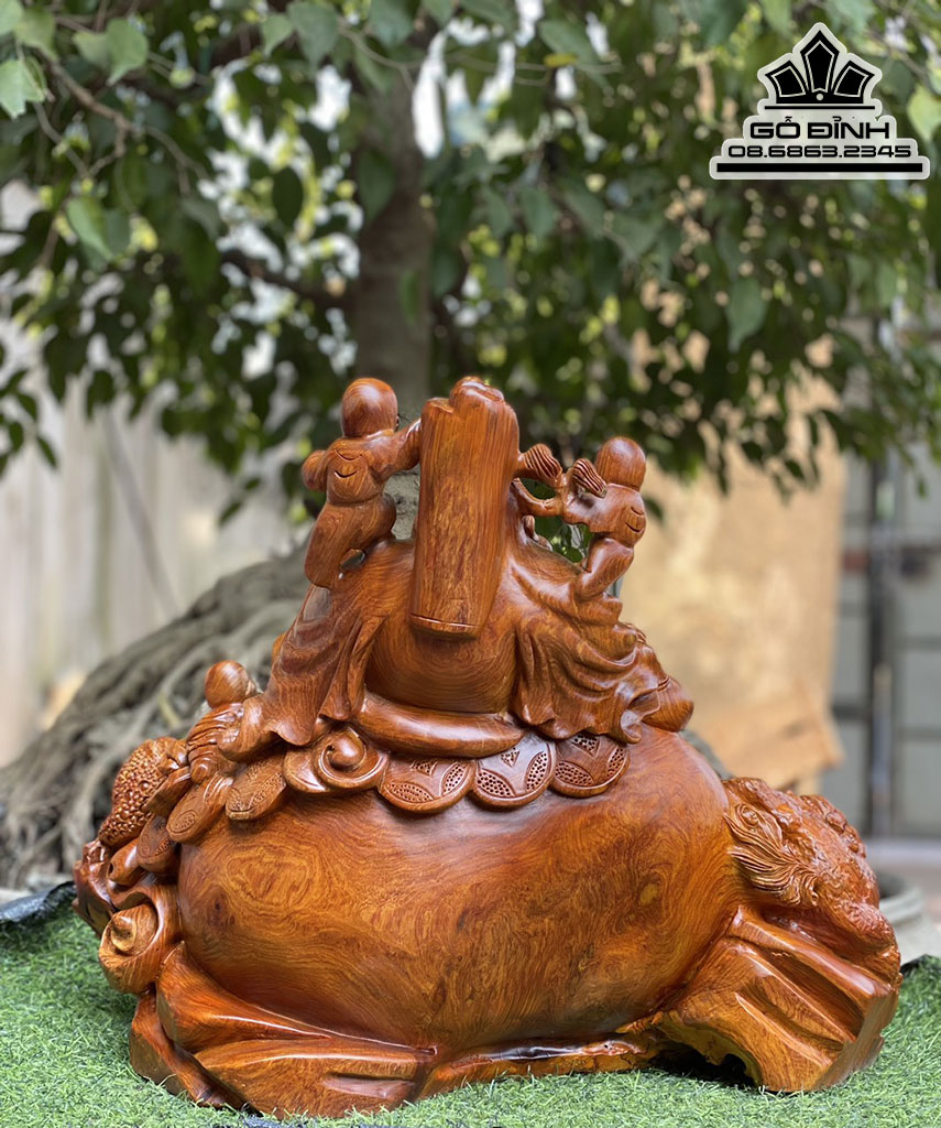 Tượng Phật Di Lặc Tam Phúc Ngồi  Bao Tiền Gỗ Hương Ta Cao 40 Ngang 54 Sâu 28 (cm)