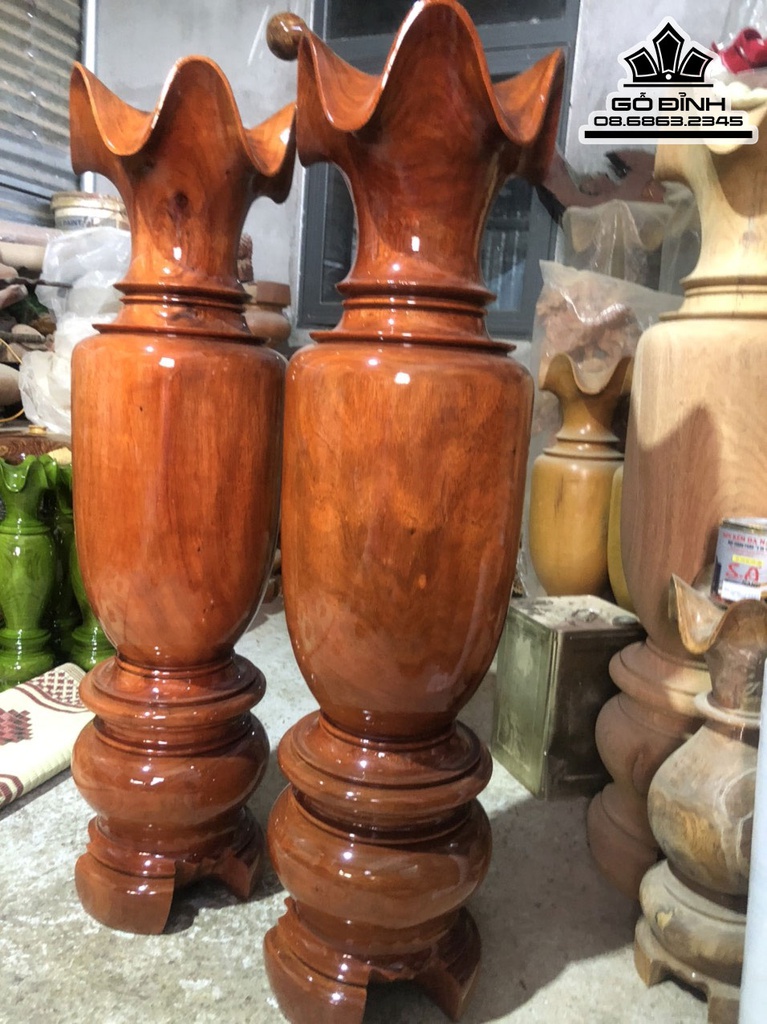 Cặp Lục Bình Gỗ Lim Cao 120 Đường Kính 31 (cm)