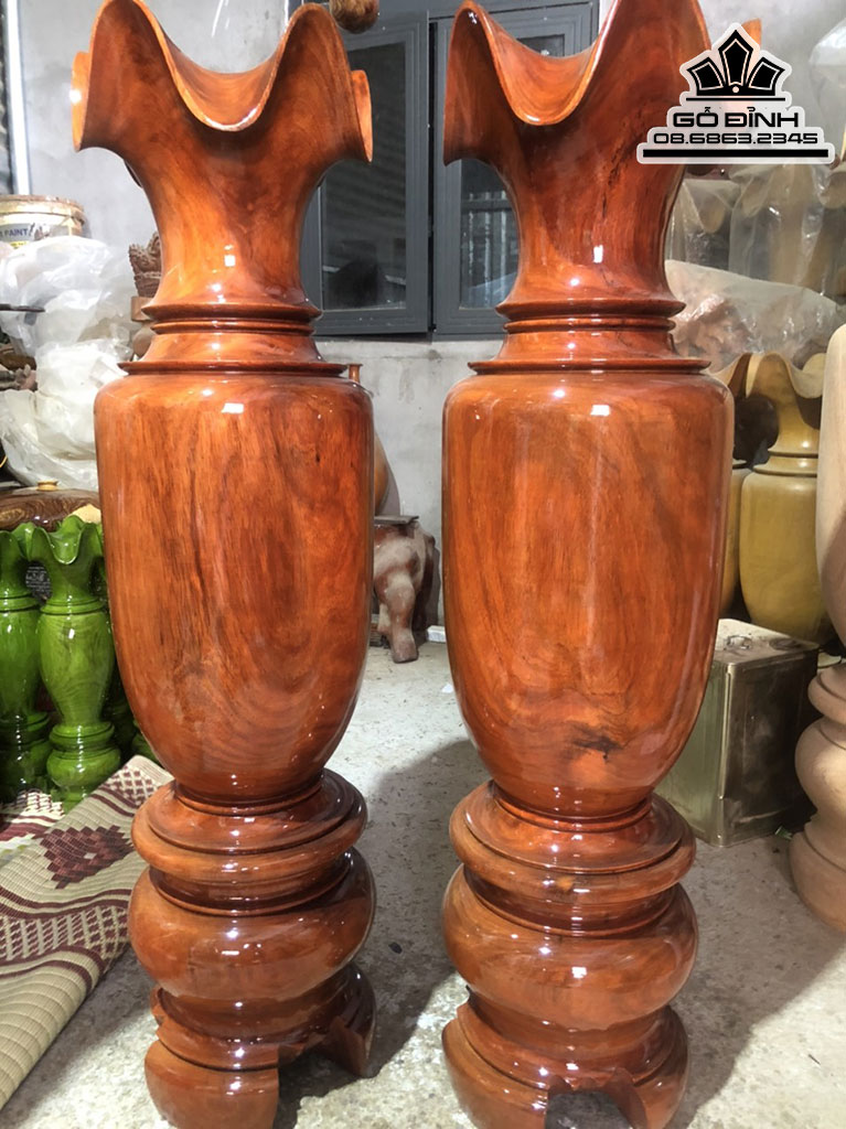 Cặp Lục Bình Gỗ Lim Cao 120 Đường Kính 31 (cm)