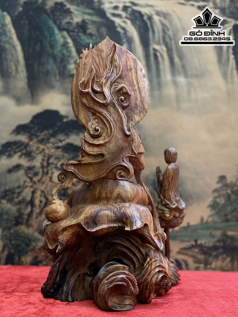 Tượng Phật Bà Quan Âm Gỗ Sưa Cao 38 Ngang 25 Sâu 23 (cm)