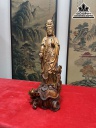 Tượng Phật Bà Quan Âm Gỗ Sưa Nguyên Khối Cao 41 Ngang 19 Sâu 14 (cm)