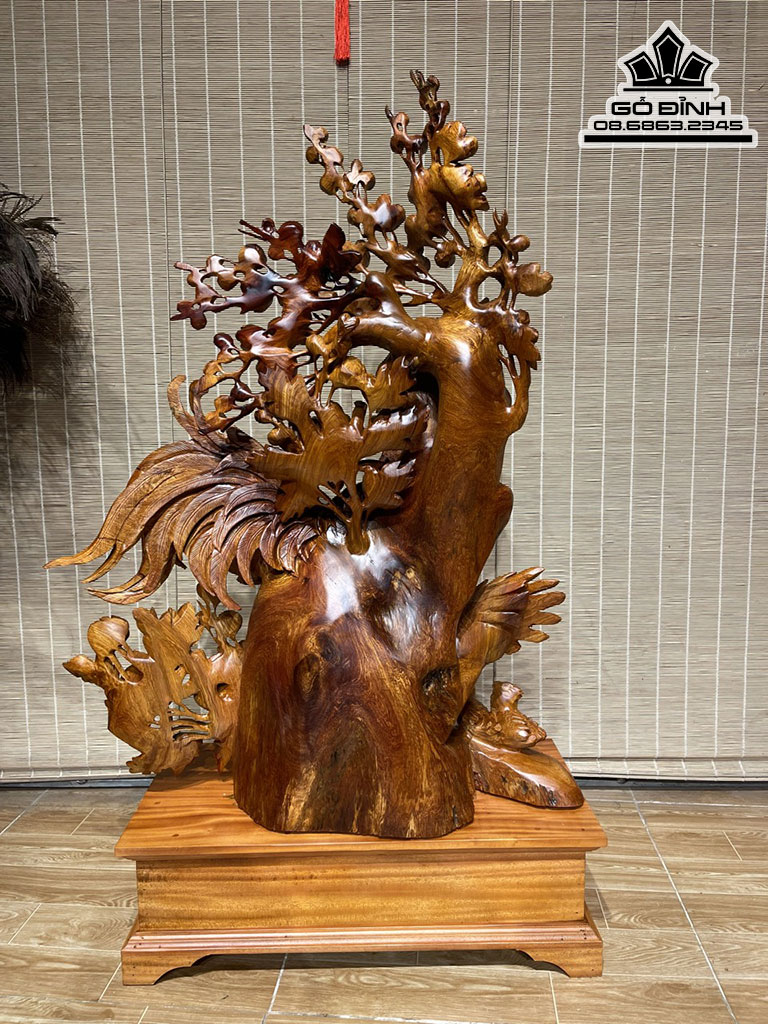 Tượng Gia Đình Gỗ Hương Việt Cao 83 Ngang 63 Sâu 27 Cả Kỷ 100 (cm)