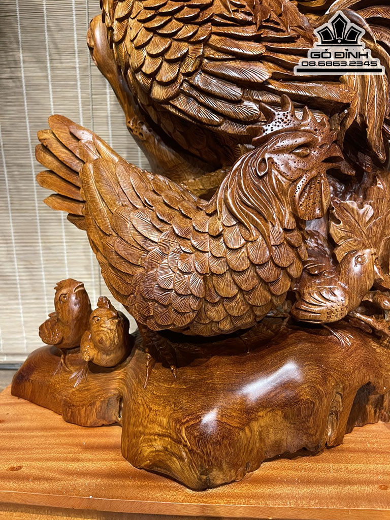 Tượng Gia Đình Gỗ Hương Việt Cao 83 Ngang 63 Sâu 27 Cả Kỷ 100 (cm)