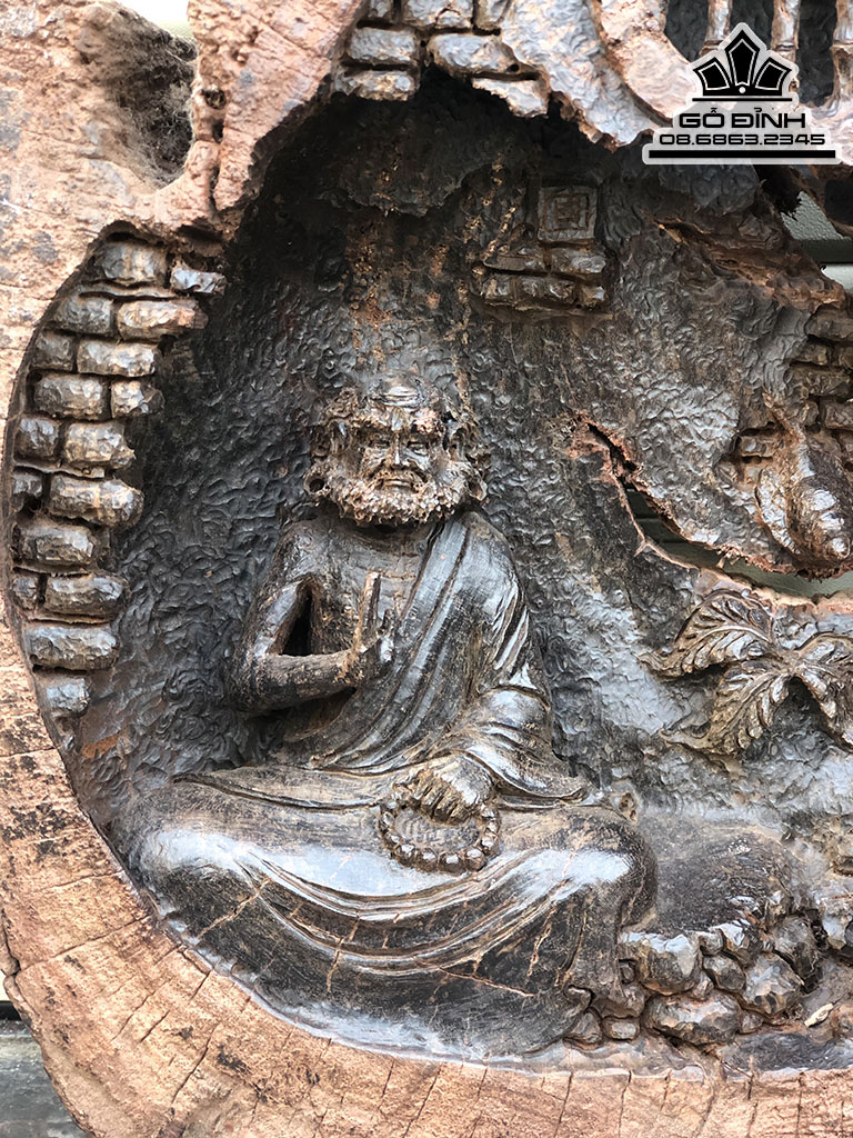 Tượng Đạt Ma Ngồi Thiền Gỗ Trắc Cao 31 Ngang 30 Sâu 8 (Cm)