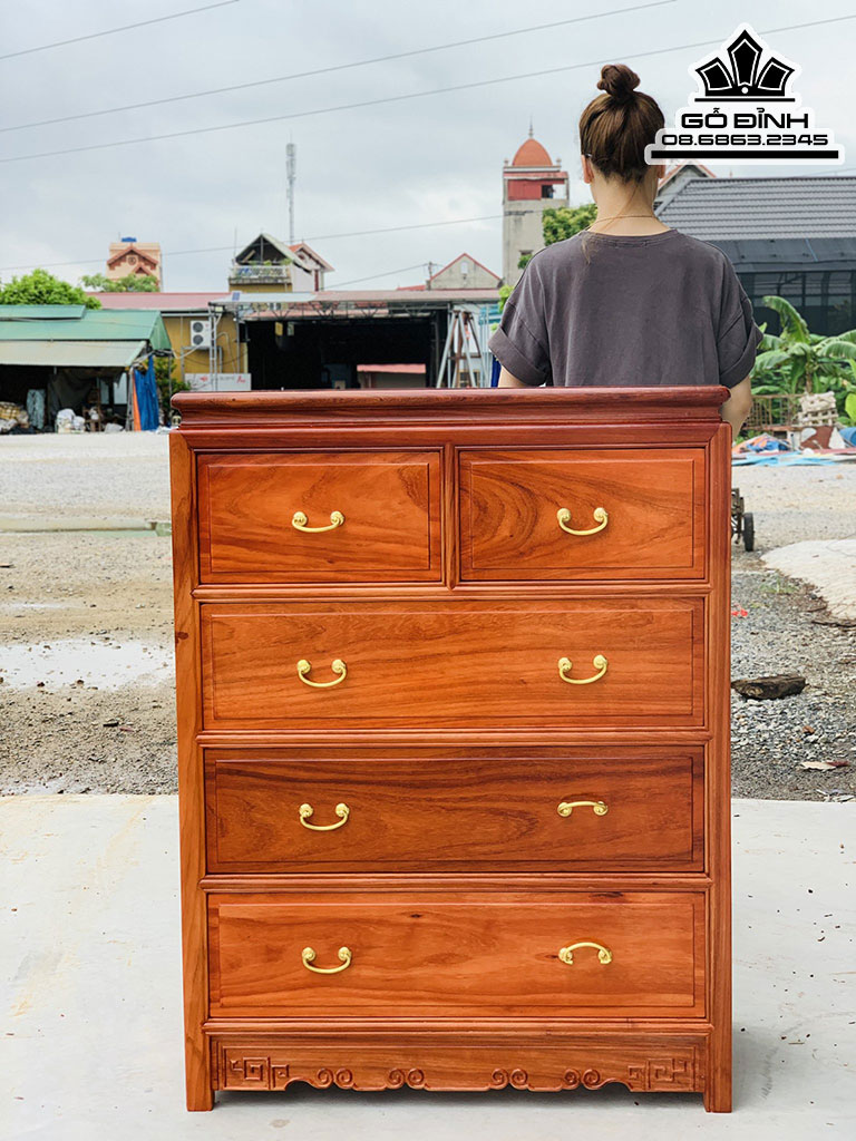 Tủ Đựng Đồ Gỗ Hương Cao 107 Ngang 81 Sâu 40 (cm)