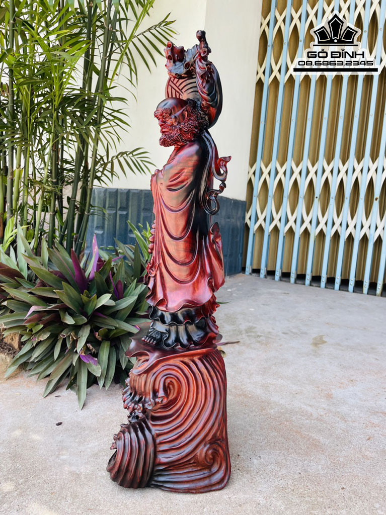 Tượng Đạt Ma Quá Hải Gỗ Trắc Cao 66 Ngang 27 Sâu 20 (cm)