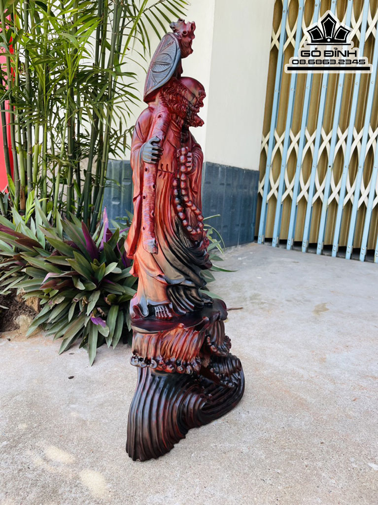 Tượng Đạt Ma Quá Hải Gỗ Trắc Cao 66 Ngang 27 Sâu 20 (cm)