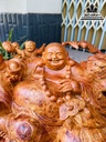 Tượng Phật Di Lặc Tam Phúc Gỗ Nu Hương Nguyên Khối Cao 33 Ngang 55 Sâu 30 (cm)