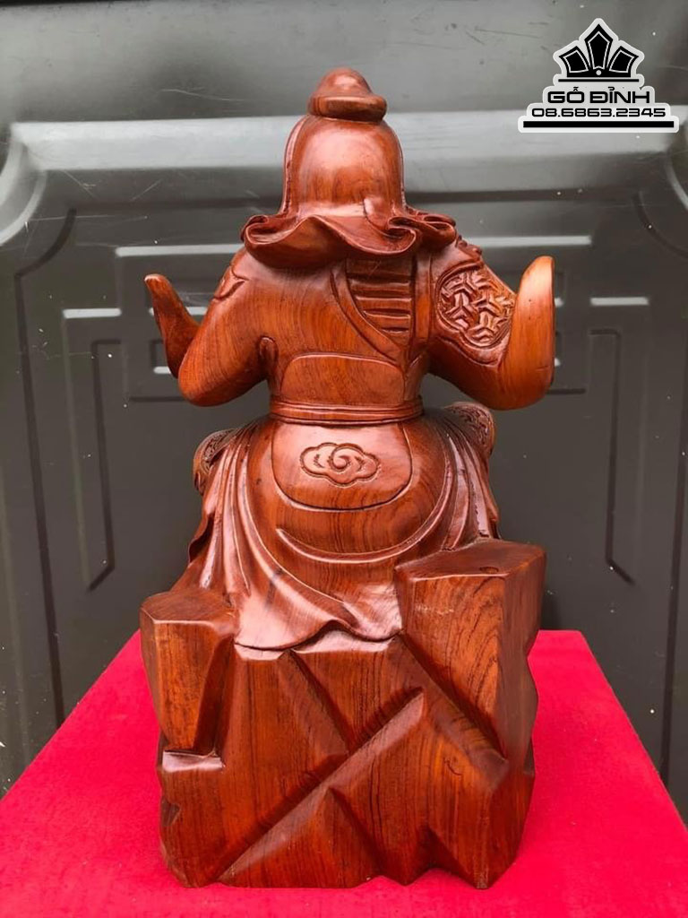 Tượng Quan Công Đọc Sách Gỗ Hương Cao 40 Ngang 20 Sâu 16 (cm)