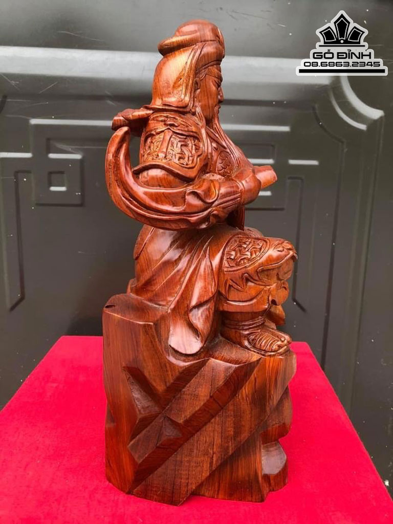 Tượng Quan Công Đọc Sách Gỗ Hương Cao 40 Ngang 20 Sâu 16 (cm)