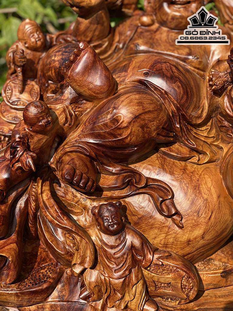 Tượng Phật Di Lặc Ngũ Phúc Gỗ Sụn Hương Cao 43 Ngang 45 Sâu (cm)