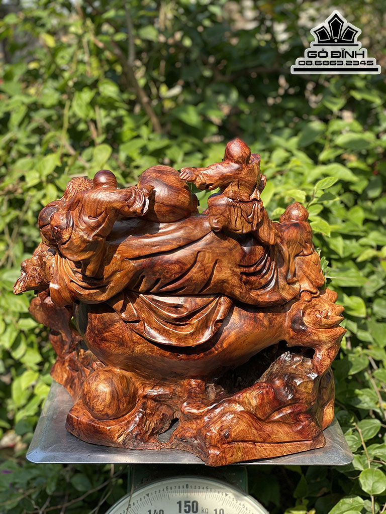 Tượng Phật Di Lặc Ngũ Phúc Gỗ Sụn Hương Cao 43 Ngang 45 Sâu (cm)