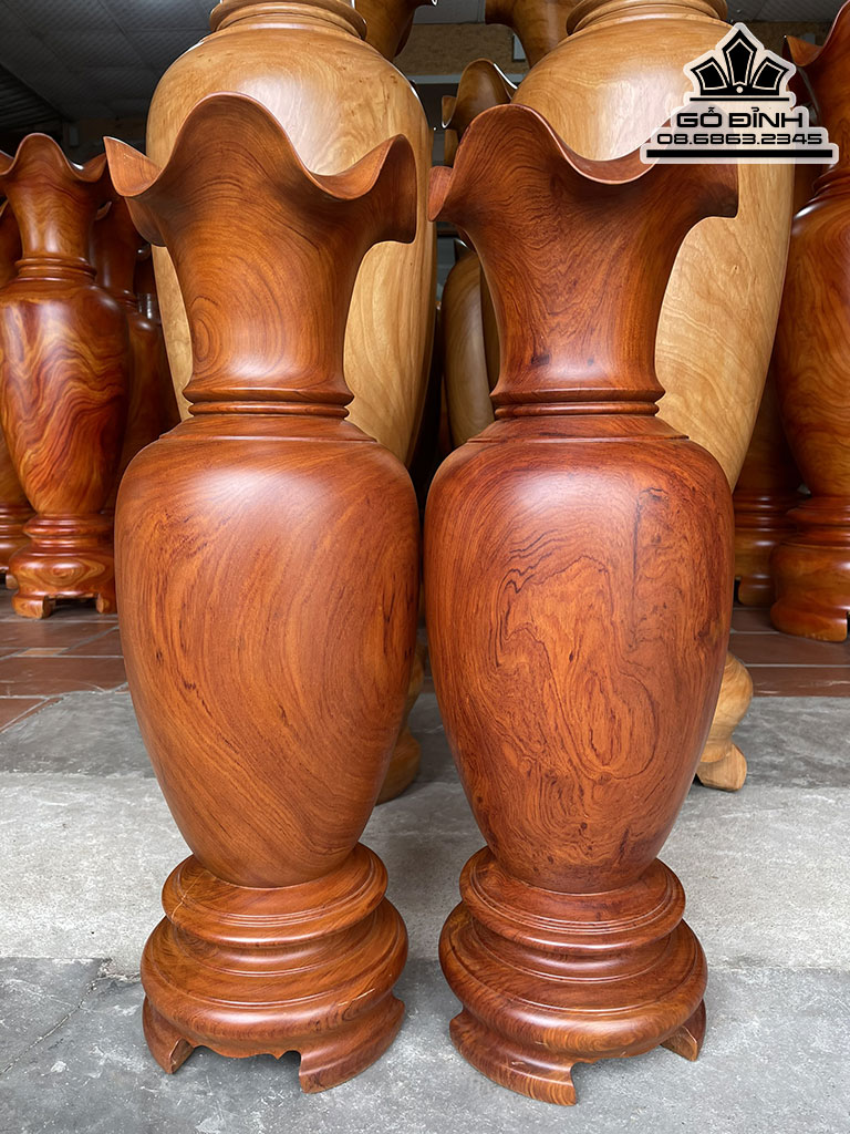 Cặp Lục Bình Gỗ Hương Cao 75 Đường Kính 24 (cm)