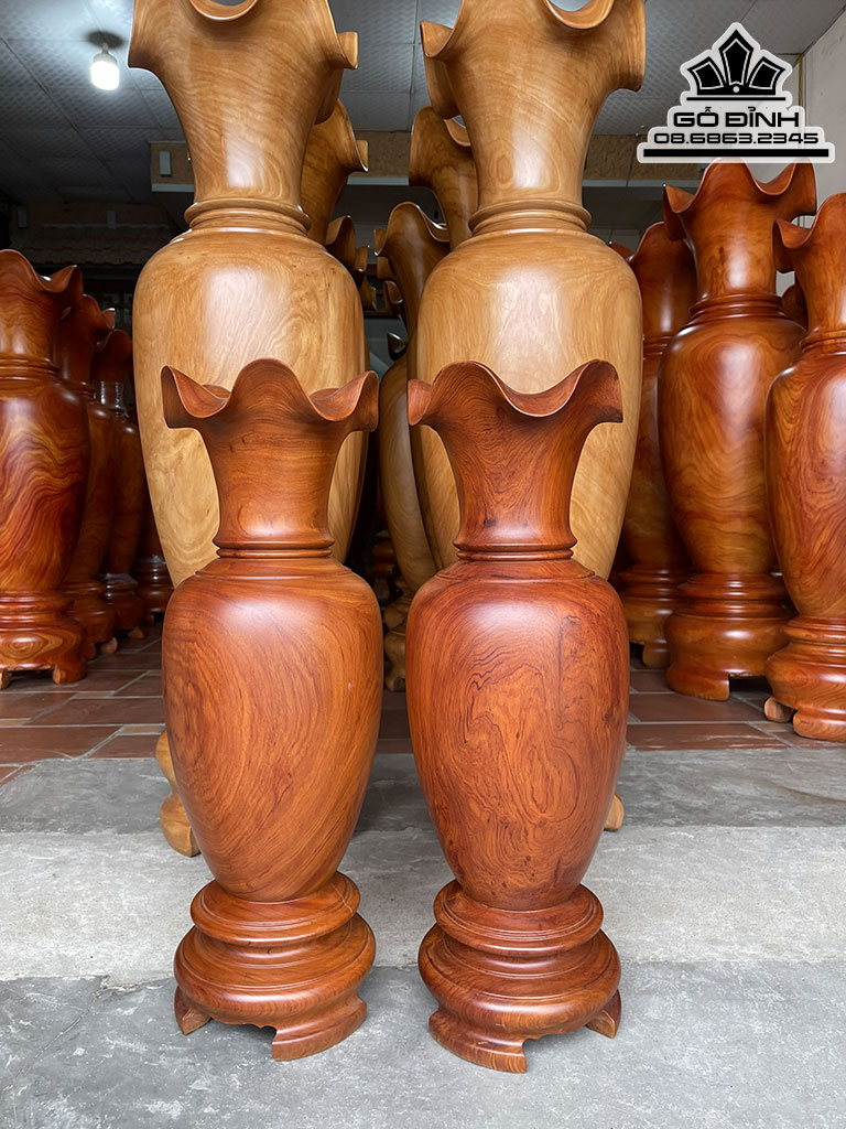 Cặp Lục Bình Gỗ Hương Cao 75 Đường Kính 24 (cm)