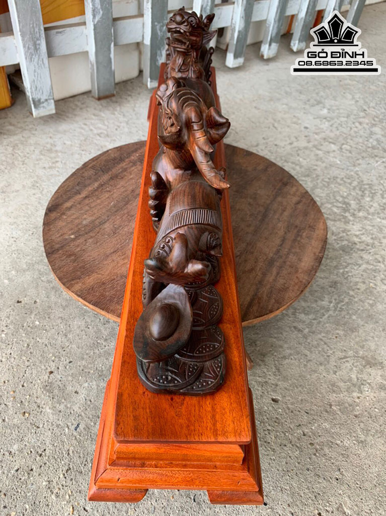 Cặp Tỳ Hưu Gỗ Trắc Cao 16 Ngang 62 Sâu 8 (cm)