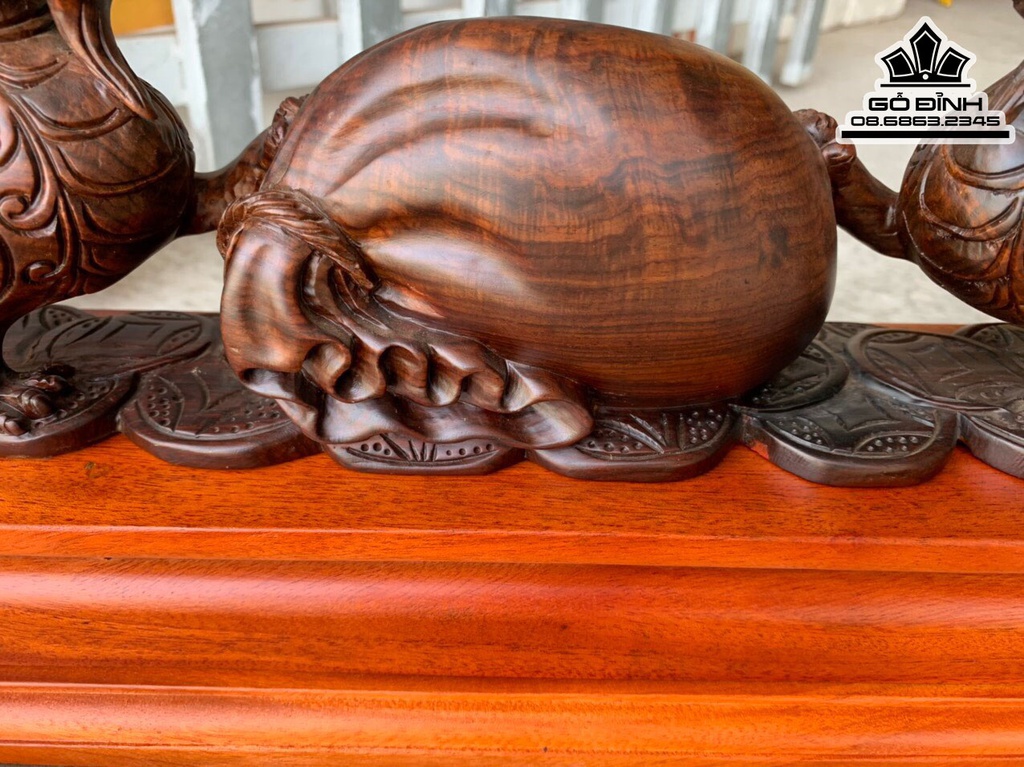 Cặp Tỳ Hưu Gỗ Trắc Cao 16 Ngang 62 Sâu 8 (cm)