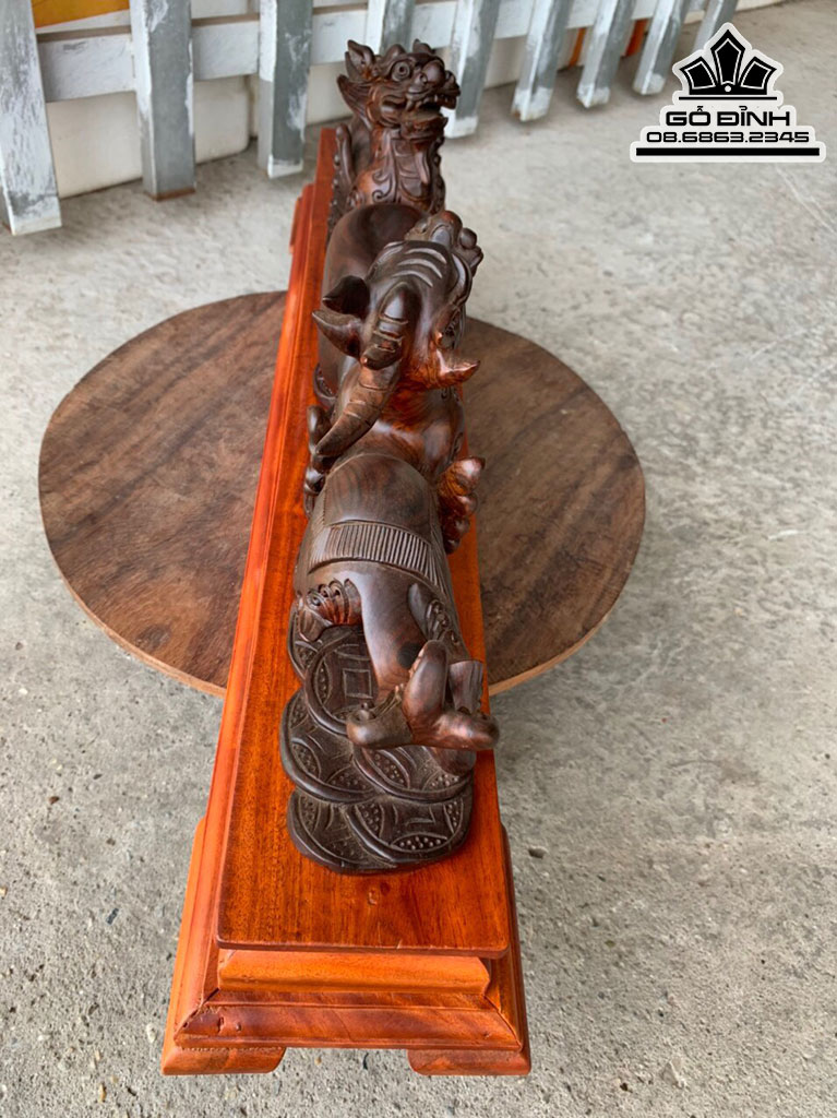 Cặp Tỳ Hưu Gỗ Trắc Cao 16 Ngang 62 Sâu 8 (cm)