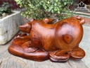 Tượng Heo Phong Thủy Gỗ Hương Cao 19 Ngang 37 Sâu 19 (cm)