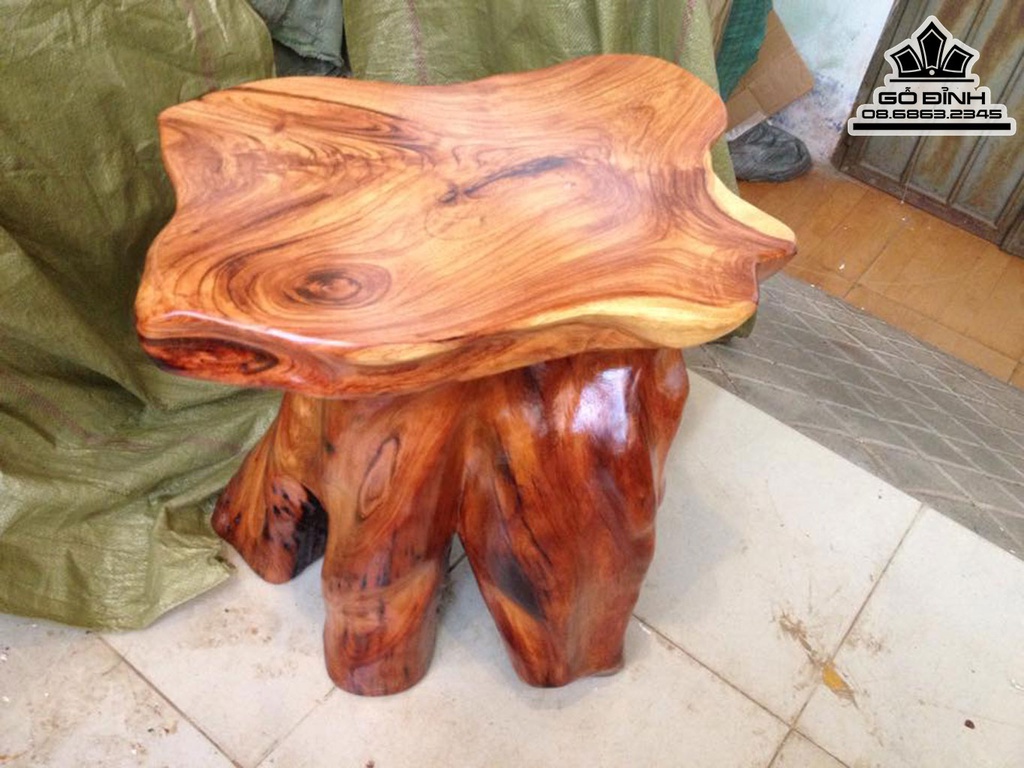 Đôn Gỗ Đôn Gốc Cây Gỗ Gõ Đỏ Cao 54 Đường Kính 48-36 (cm)