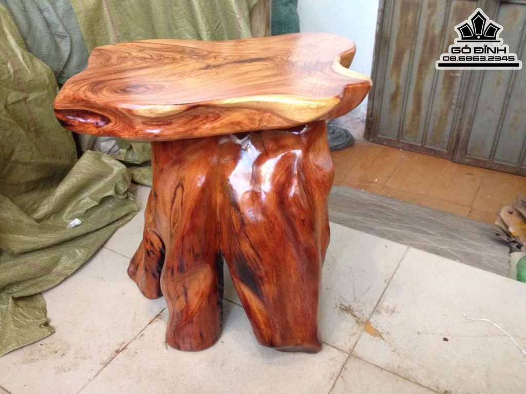 Đôn Gỗ Đôn Gốc Cây Gỗ Gõ Đỏ Cao 54 Đường Kính 48-36 (cm)
