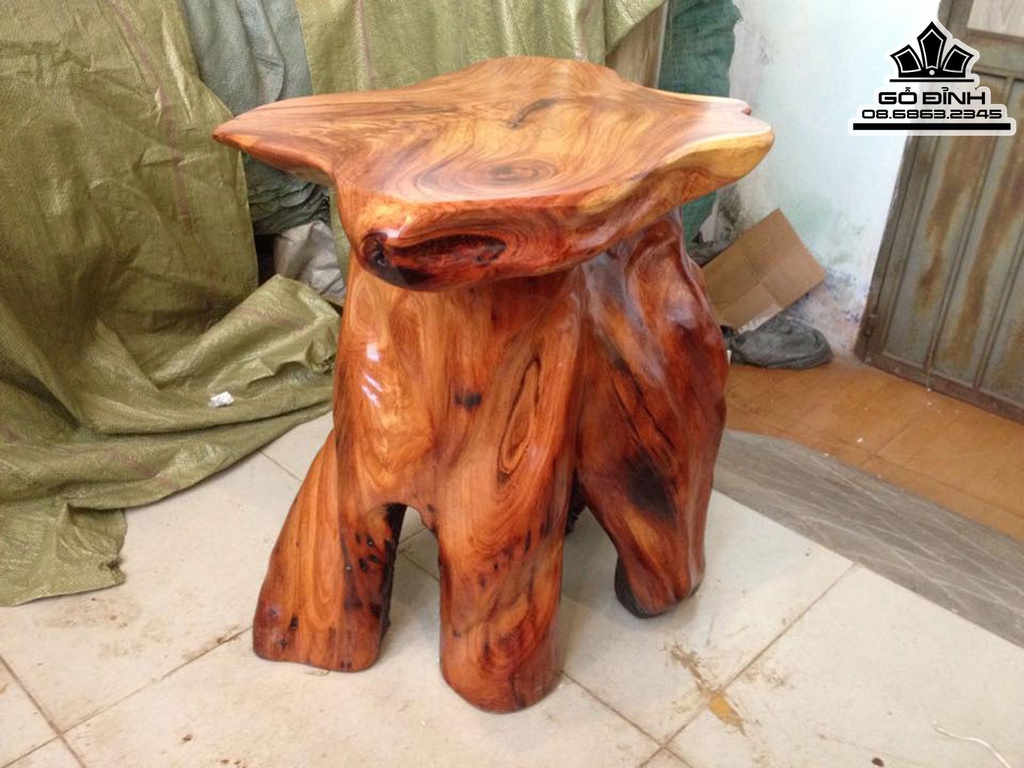Đôn Gỗ Đôn Gốc Cây Gỗ Gõ Đỏ Cao 54 Đường Kính 48-36 (cm)