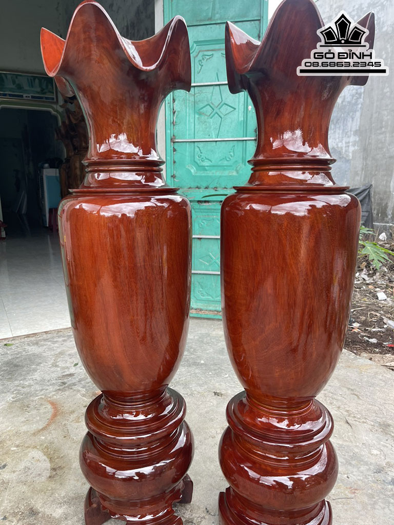 Cặp Lục Bình Gỗ Lim Cao 130 Đường Kính 32.5 (cm)