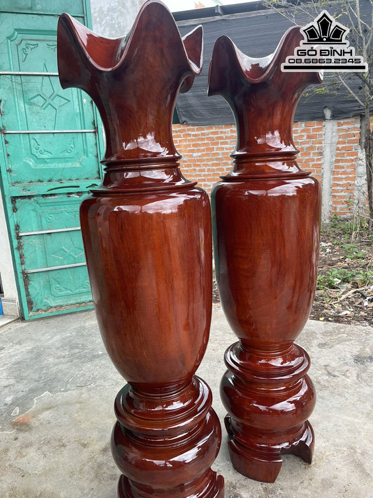 Cặp Lục Bình Gỗ Lim Cao 130 Đường Kính 32.5 (cm)