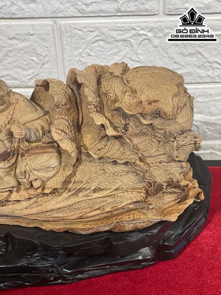 Tượng Phật Di Lặc Nhất Phúc Gỗ Hoàng Đàn Cao 12 Ngang 32 Sâu 11 (cm)