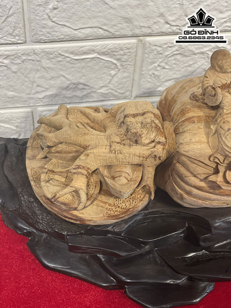 Tượng Phật Di Lặc Nhất Phúc Gỗ Hoàng Đàn Cao 12 Ngang 32 Sâu 11 (cm)