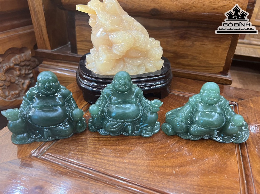 Tượng Phật Di Lặc Đá Thạch Anh Xanh Đường Kính 10 (cm)