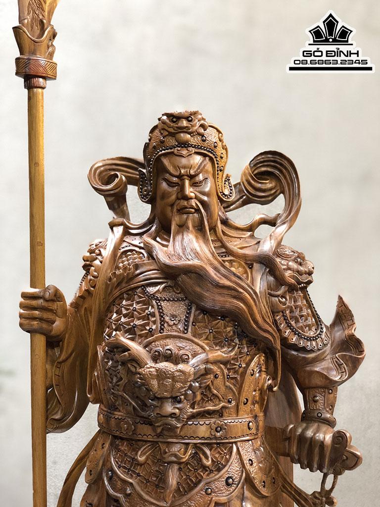 Tượng Quan Công Gỗ Bách Xanh Cao 82 Ngang 33 Sâu 30 (cm)
