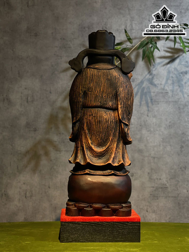 Tượng Thần Tài Gỗ Hương Đá Liền Khối Cao 70 Ngang 25 Sâu 18 (cm) KT Không Kỷ