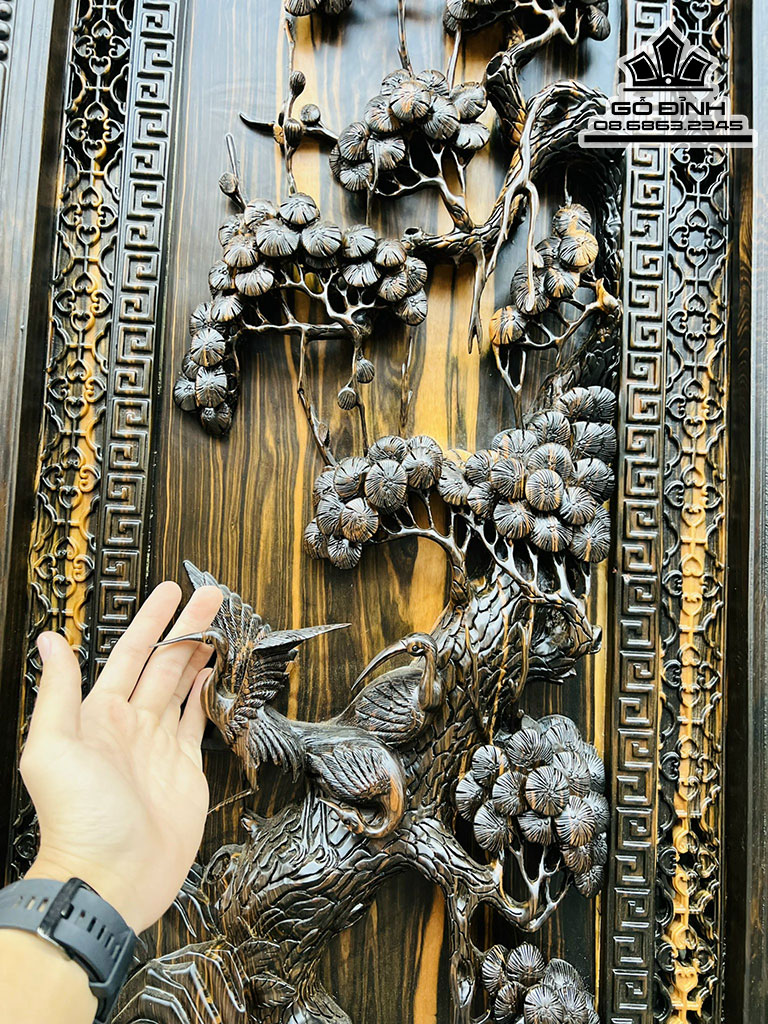 Tranh Tứ Quý Xuân Hạ Thu Đông Gỗ Mun Hoa Cao 137 Ngang 48 Sâu 6 (cm)