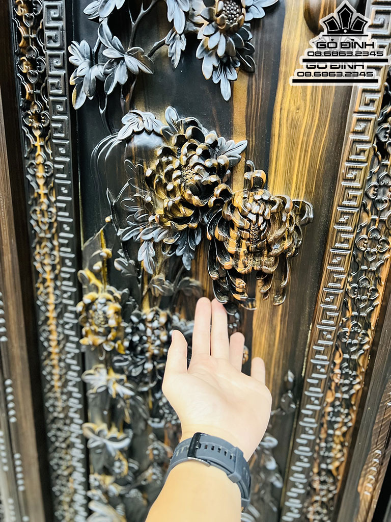 Tranh Tứ Quý Xuân Hạ Thu Đông Gỗ Mun Hoa Cao 137 Ngang 48 Sâu 6 (cm)