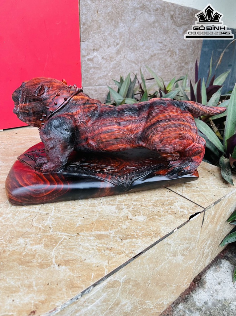 Tượng Chó Phong Thủy Gỗ Trắc Cao 22 Ngang 38 Sâu 18 (cm)