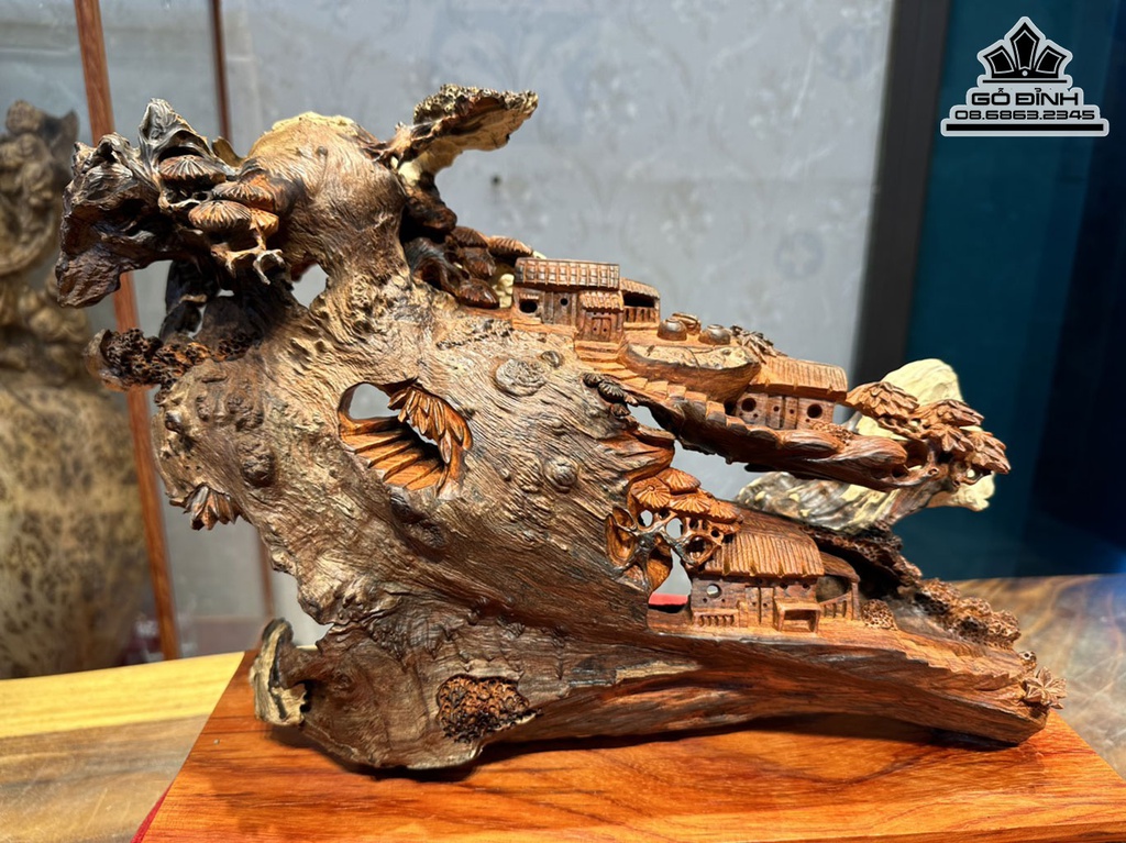 Tiểu Cảnh Thôn Dã Gỗ Nu Trắc Cao 26 Ngang 43 Sâu 17 Cả Kỷ Gỗ Hương Cao 32 (cm)