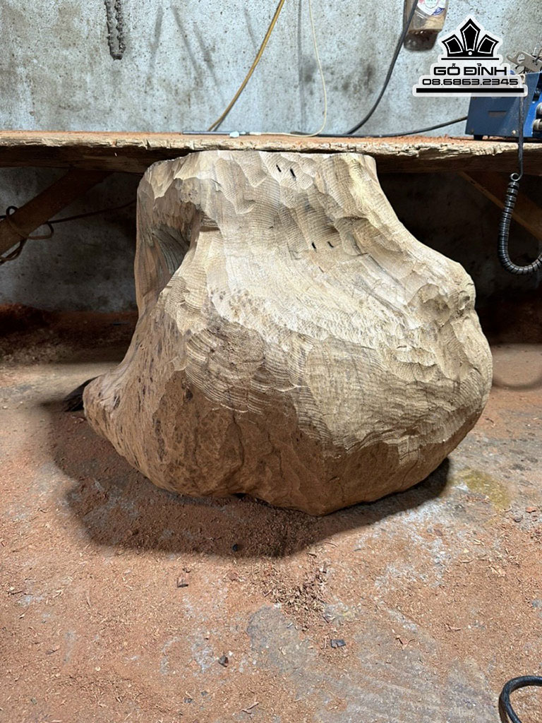 Tượng Phúc Lộc Thọ ( Tam Đa ) Gỗ Nu Ngọc Am Liền Khối Cao 47 Ngang 58 Sâu 35 (cm)