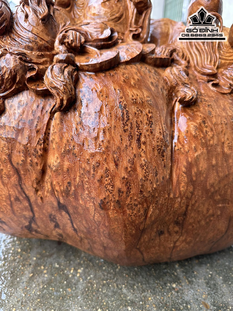 Tượng Phúc Lộc Thọ ( Tam Đa ) Gỗ Nu Ngọc Am Liền Khối Cao 47 Ngang 58 Sâu 35 (cm)