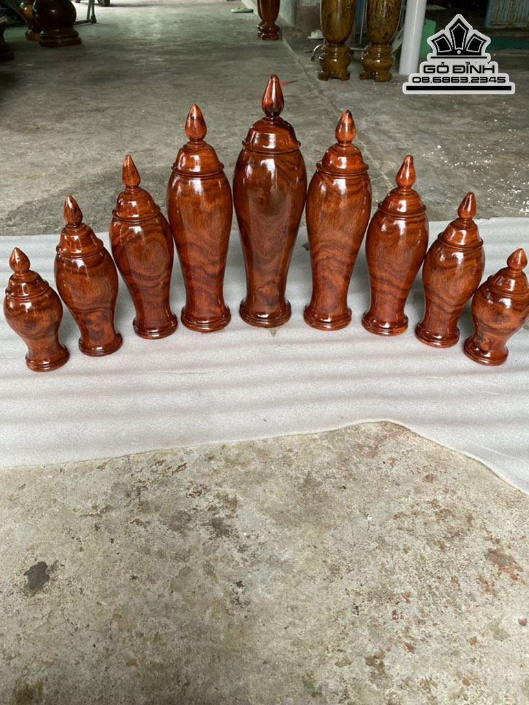 Bộ 9 Chum Gỗ Lim Cao 20-40 Ngang 8-12 (cm)