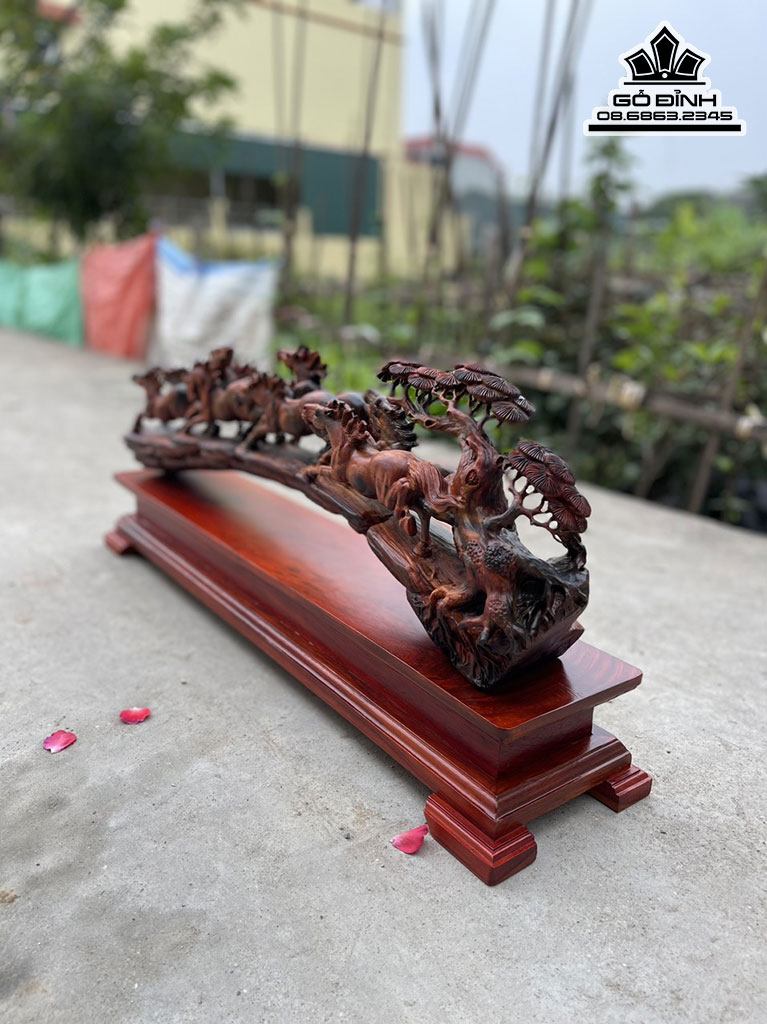 Tượng Cầu Ngựa Gỗ Trắc Cao 23 Ngang 76 Sâu 12 (cm)