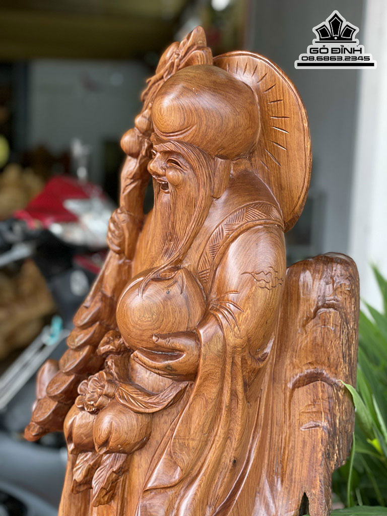 Tượng Ông Thọ Gỗ Hương Cao 124 Ngang 57 Sâu 45 (cm)