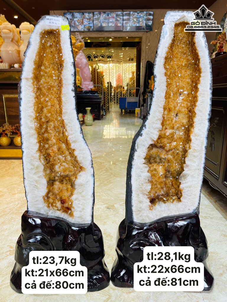 Cặp Động Đá Thạch Anh Vàng Cao 80-81 Ngang 66 (cm) 51,8kg